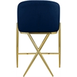Maklaine Contemporary Velvet Counter Stool in Rich Navy/Gold