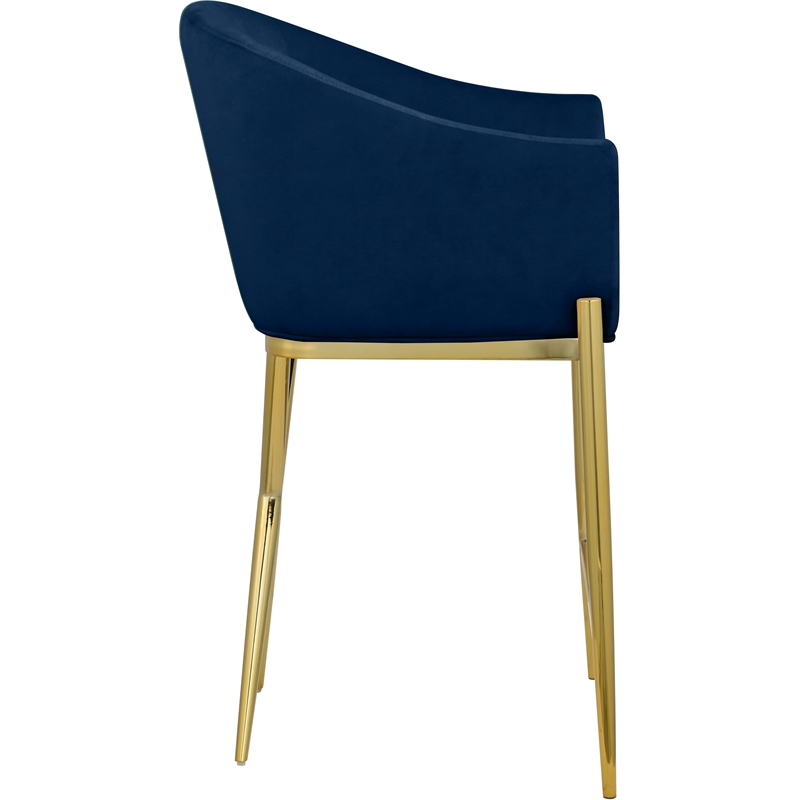 Maklaine Contemporary Velvet Counter Stool in Rich Navy/Gold