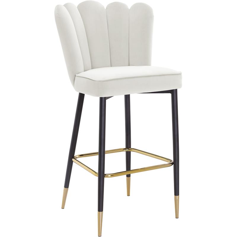 Maklaine Contemporary Cream Velvet Stool (Set of 2)