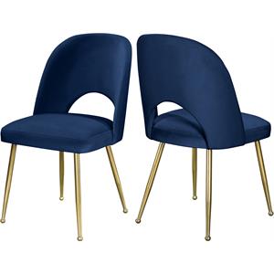 Maklaine Contemporary Navy Velvet Dining Chair (Set of 2)