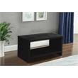 Maklaine Rectangular Contemporary Velvet Nightstand in Black