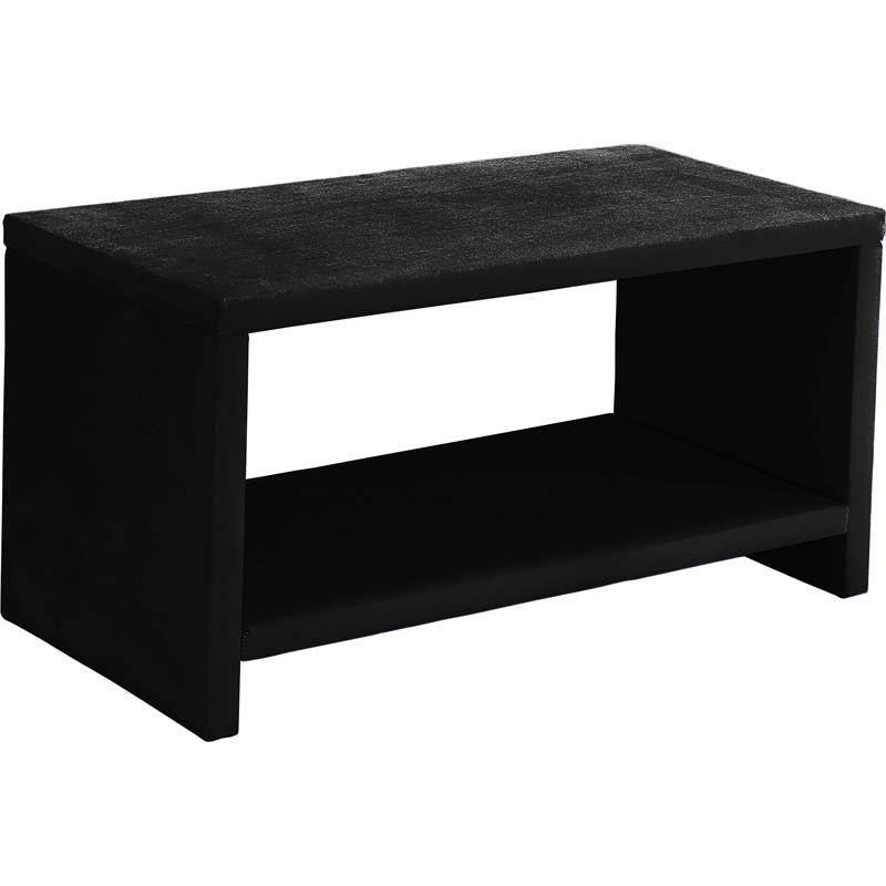 Maklaine Rectangular Contemporary Velvet Nightstand in Black