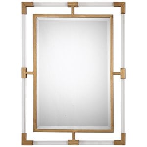 Maklaine Contemporary Decorative Glass Mirror in Gold