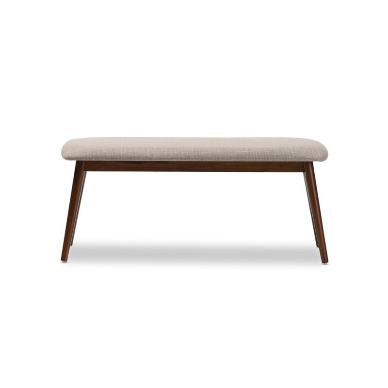 Maklaine Transitional Styled Fabric Dining Bench in Light Gray