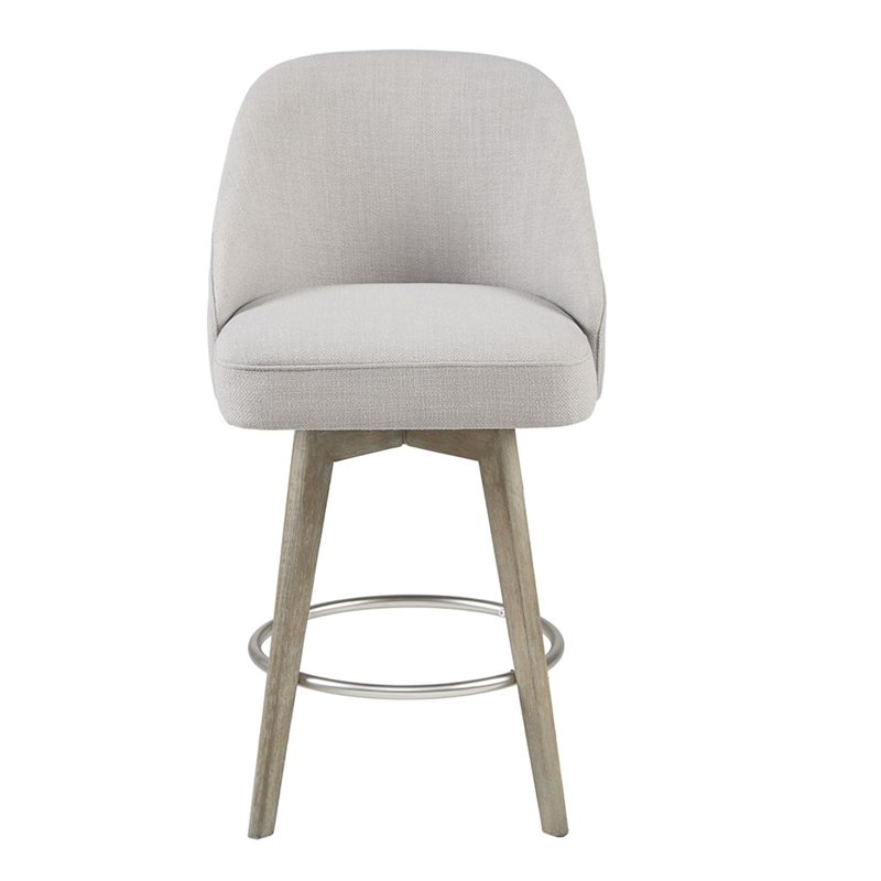 Maklaine Solid Wood Gray Counter Stool Rectangular Swivel 25.75