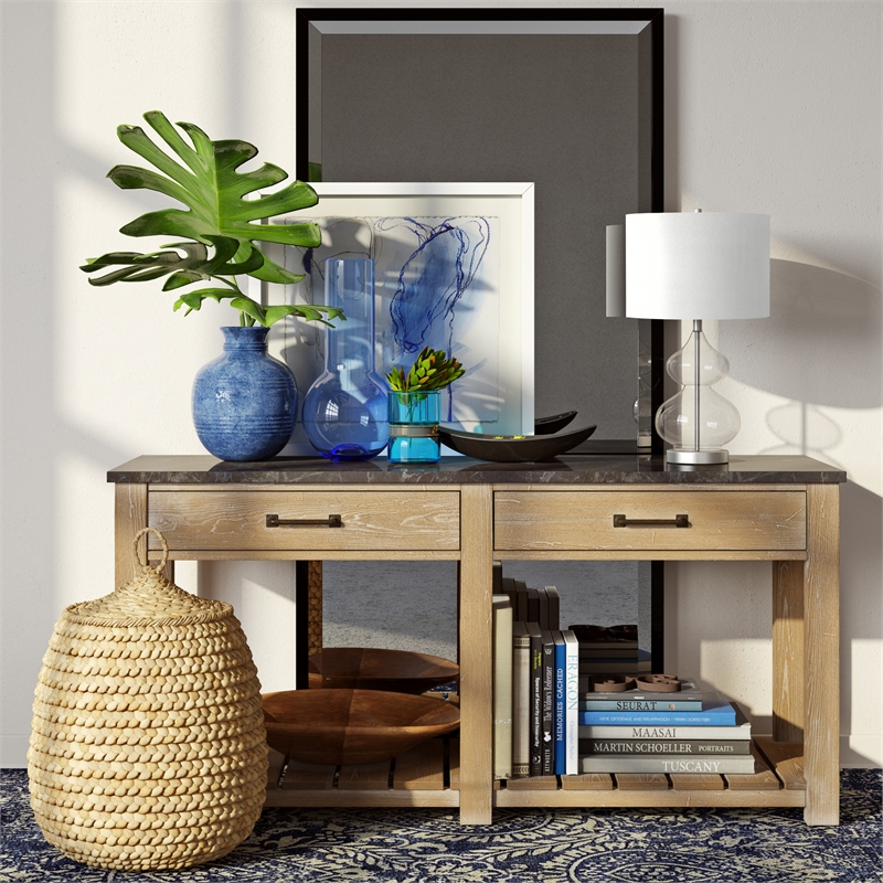 Maklaine Contemporary Clear Glass Table Lamp with Linen Fabric Shade
