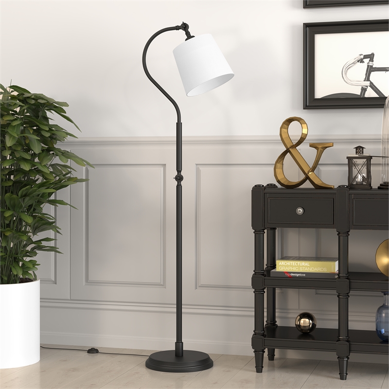 Maklaine Contemporary 59' Metal Arced Floor Lamp in Black and Bronze