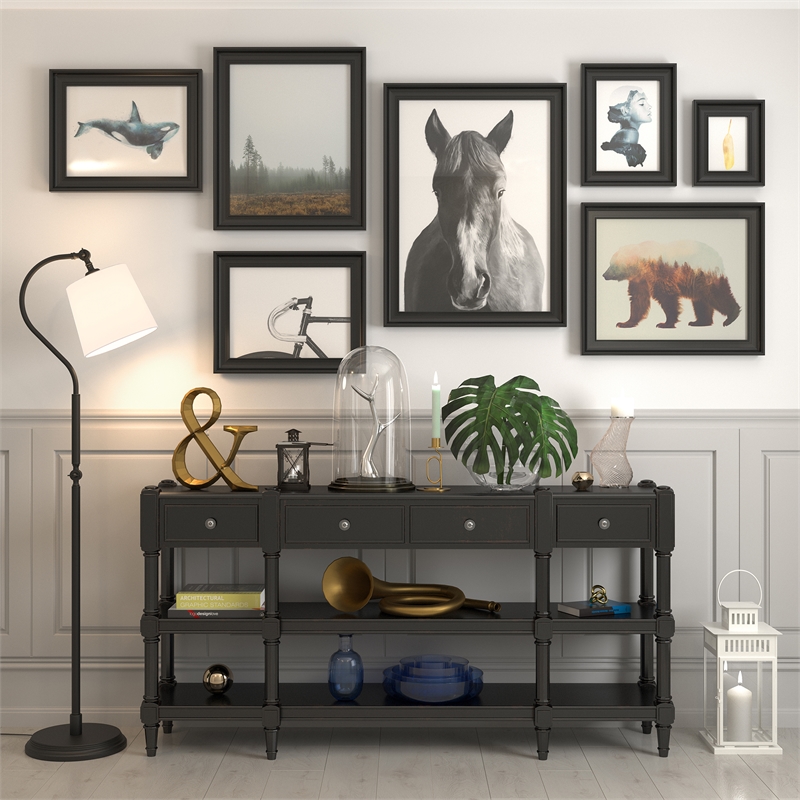 Maklaine Contemporary 59' Metal Arced Floor Lamp in Black and Bronze