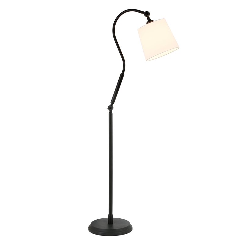 Maklaine Contemporary 59' Metal Arced Floor Lamp in Black and Bronze