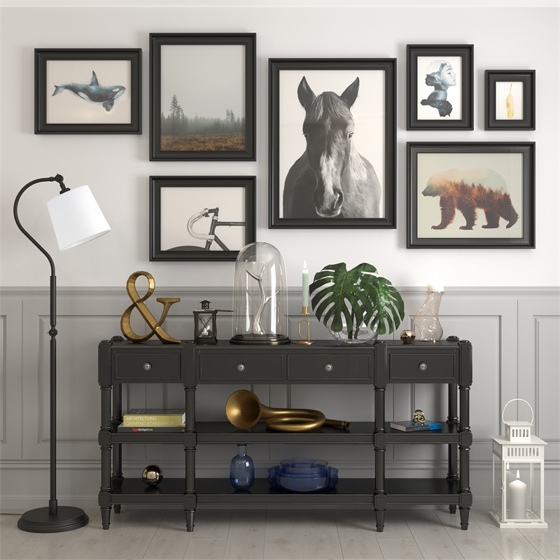 Maklaine Contemporary 59' Metal Arced Floor Lamp in Black and Bronze
