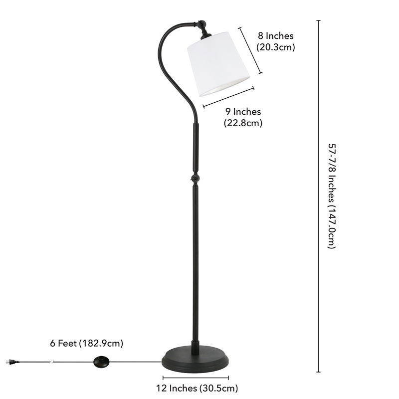 Maklaine Contemporary 59' Metal Arced Floor Lamp in Black and Bronze