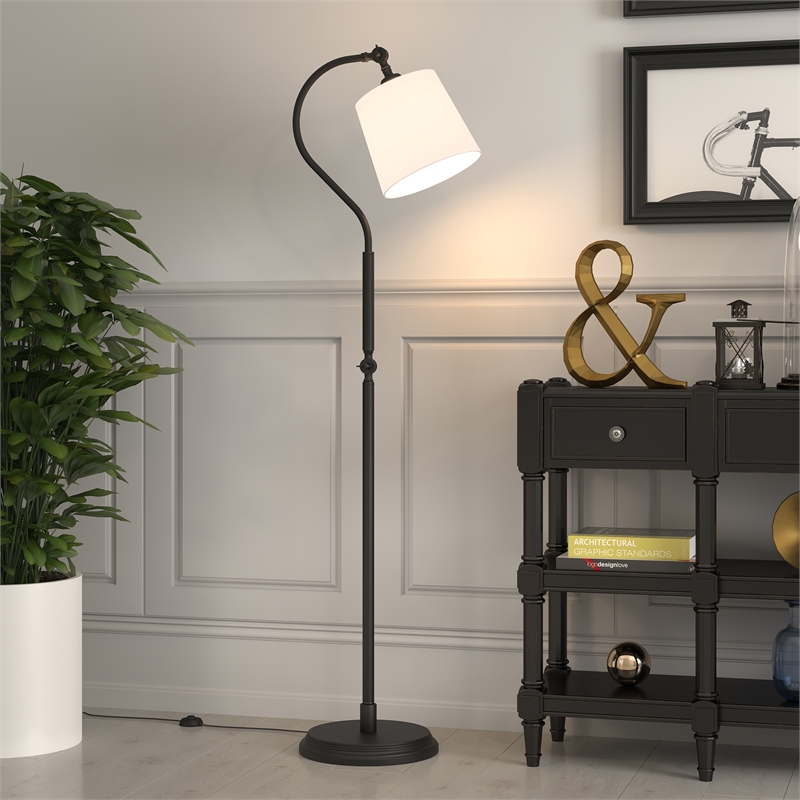 Maklaine Contemporary 59' Metal Arced Floor Lamp in Black and Bronze