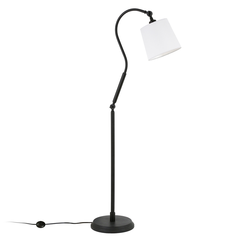 Maklaine Contemporary 59' Metal Arced Floor Lamp in Black and Bronze