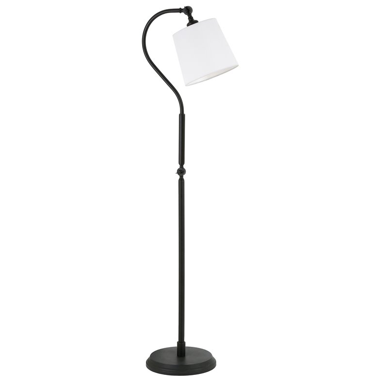 Maklaine Contemporary 59' Metal Arced Floor Lamp in Black and Bronze