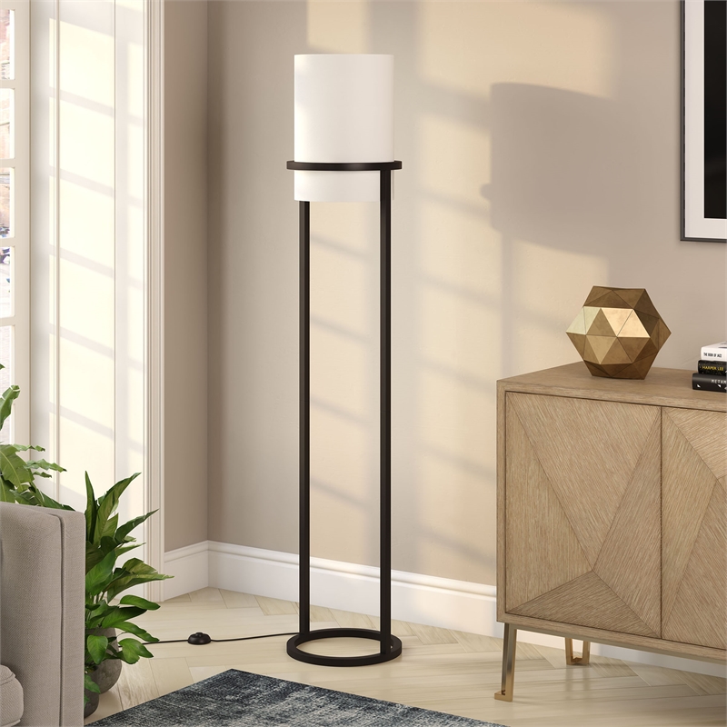 Maklaine Metal Industrial Glam Floor Lamp in Black and Bronze