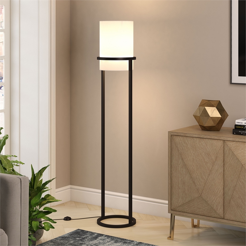 Maklaine Metal Industrial Glam Floor Lamp in Black and Bronze