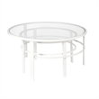 Maklaine Contemporary 2 Piece Nested Metal & Glass Coffee Table in White