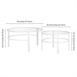 Maklaine Contemporary 2 Piece Nested Metal & Glass Coffee Table in White