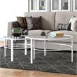 Maklaine Contemporary 2 Piece Nested Metal & Glass Coffee Table in White
