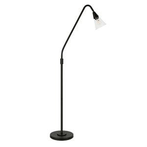Maklaine Contemporary 65.75 &quot Metal Arc Floor Lamp in Black and Bronze
