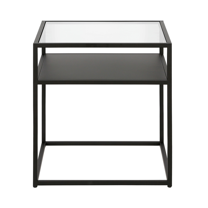 Maklaine Metal Industrial Side Table in Black and Bronze Finish