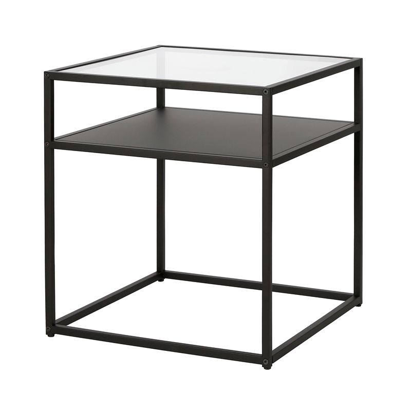 Maklaine Metal Industrial Side Table in Black and Bronze Finish