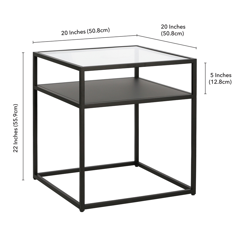 Maklaine Metal Industrial Side Table in Black and Bronze Finish