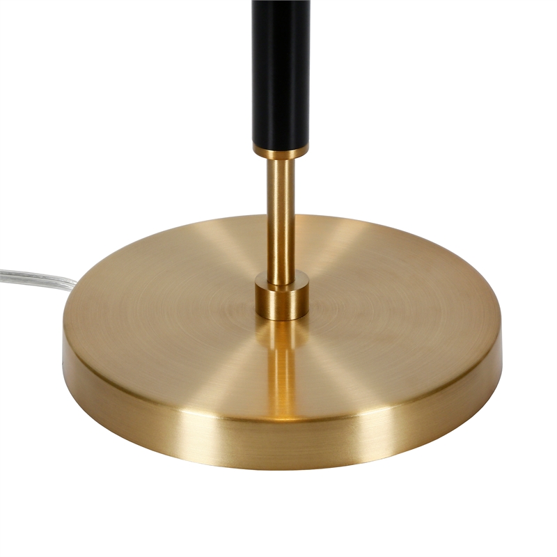 Maklaine Contemporary Two Tone Metal Table Lamp in Black with Brass Accents