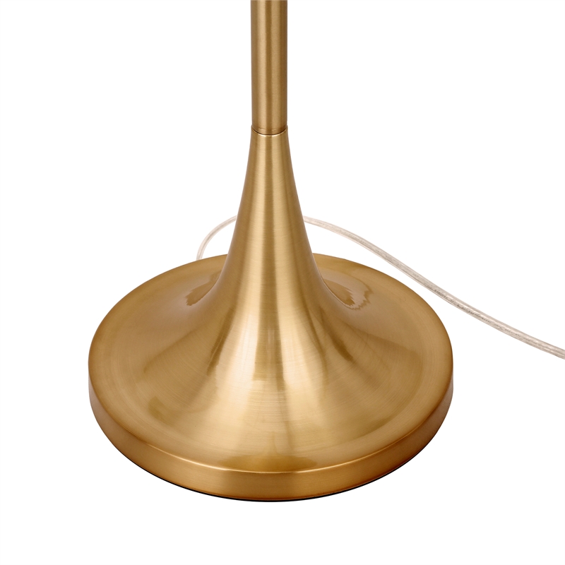 Maklaine Contemporary Brass Floor Lamp with Boom Arm in Gold Finish