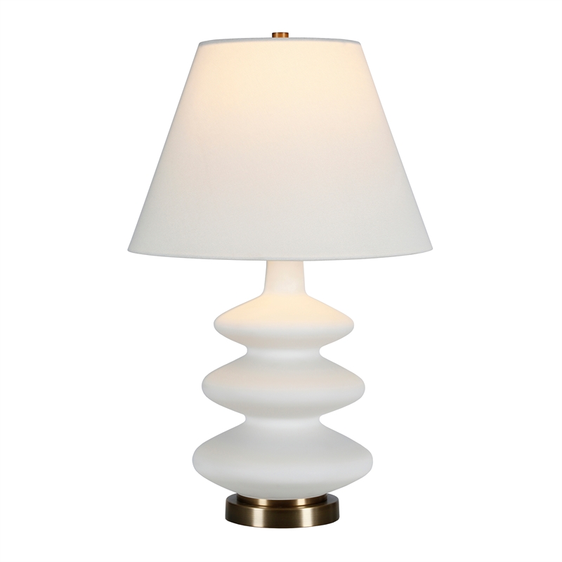 Maklaine Contemporary Glass Triple Gourd Lamp in Matte White