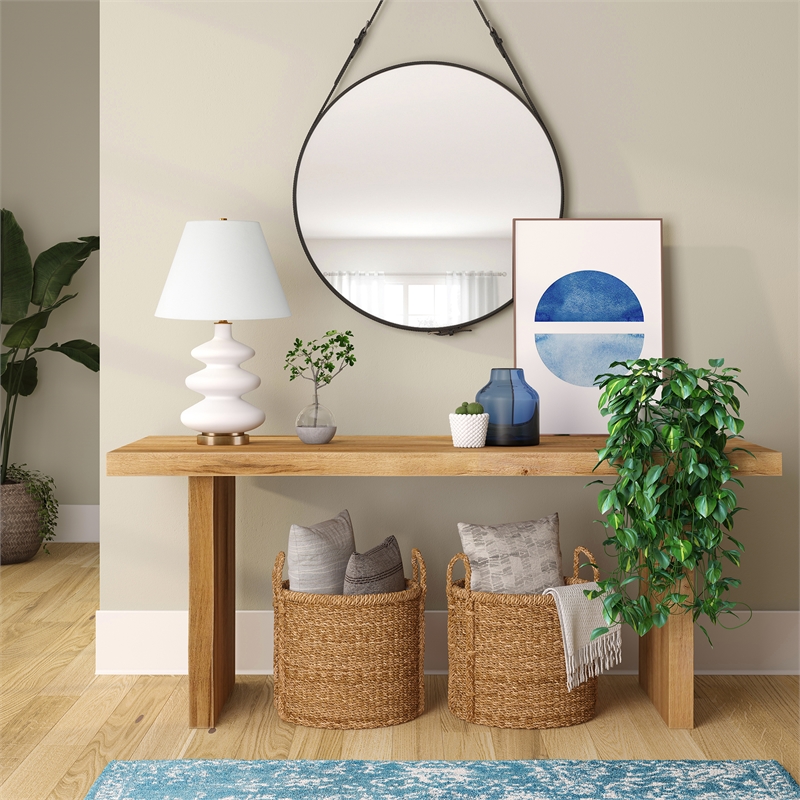 Maklaine Contemporary Glass Triple Gourd Lamp in Matte White