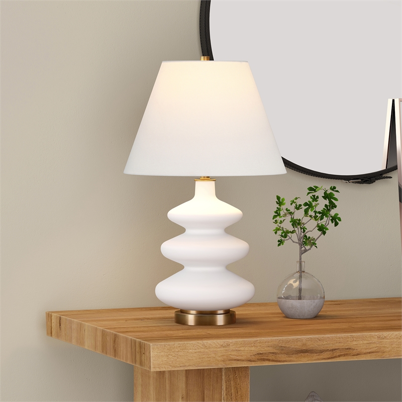 Maklaine Contemporary Glass Triple Gourd Lamp in Matte White