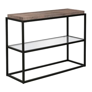 Maklaine Contemporary 42&quot Metal Console Table in Black and Bronze