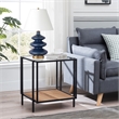 Maklaine Mid-Century Rustic Oak Side Table in Black/Bronze