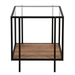 Maklaine Mid-Century Rustic Oak Side Table in Black/Bronze