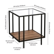 Maklaine Mid-Century Rustic Oak Side Table in Black/Bronze