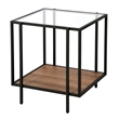 Maklaine Mid-Century Rustic Oak Side Table in Black/Bronze