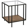 Maklaine Mid-Century Rustic Oak Side Table in Black/Bronze