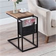 Maklaine Contemporary Blackened Bronze and Rustic Oak Side Table