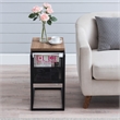 Maklaine Contemporary Blackened Bronze and Rustic Oak Side Table