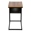 Maklaine Contemporary Blackened Bronze and Rustic Oak Side Table