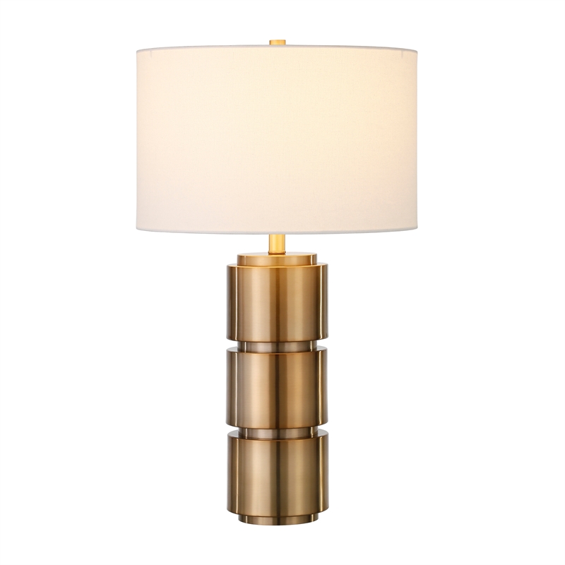 Maklaine Mid-Century Handcrafted Steel Table Lamp in Golden Brass
