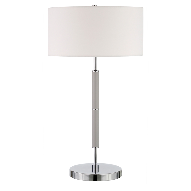 Maklaine Contemporary Two Tone Metal Table Lamp in Nickel with Gray Accents
