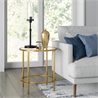 Maklaine Contemporary Round Side Table in Brass Finish