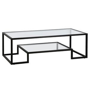 Maklaine Contemporary 54&quot Coffee Table in Black/Bronze