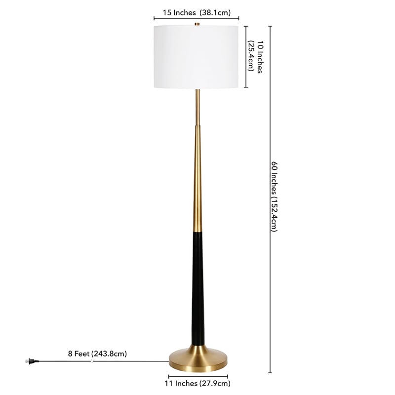 Maklaine Steel Brushed Brass and Matte Black Floor Lamp Adult Assembly Required