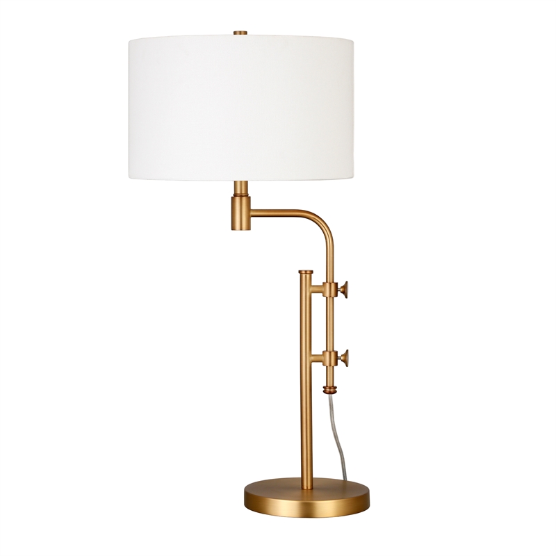 Maklaine Industrial Height-Adjustable Brass Table Lamp