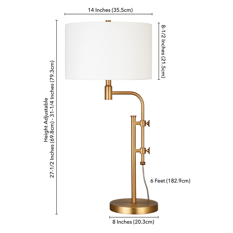 Maklaine Industrial Height-Adjustable Brass Table Lamp