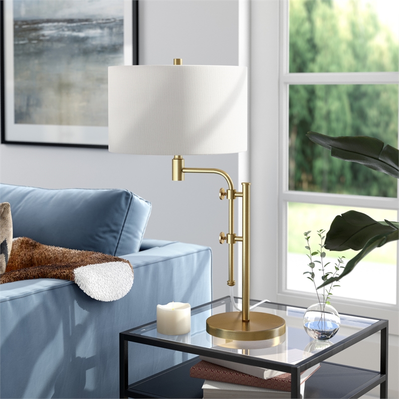 Maklaine Industrial Height-Adjustable Brass Table Lamp