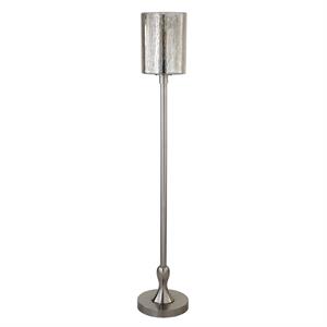Maklaine Contemporary Floor Lamp with Mercury Glass Shade in Brushed Nickel